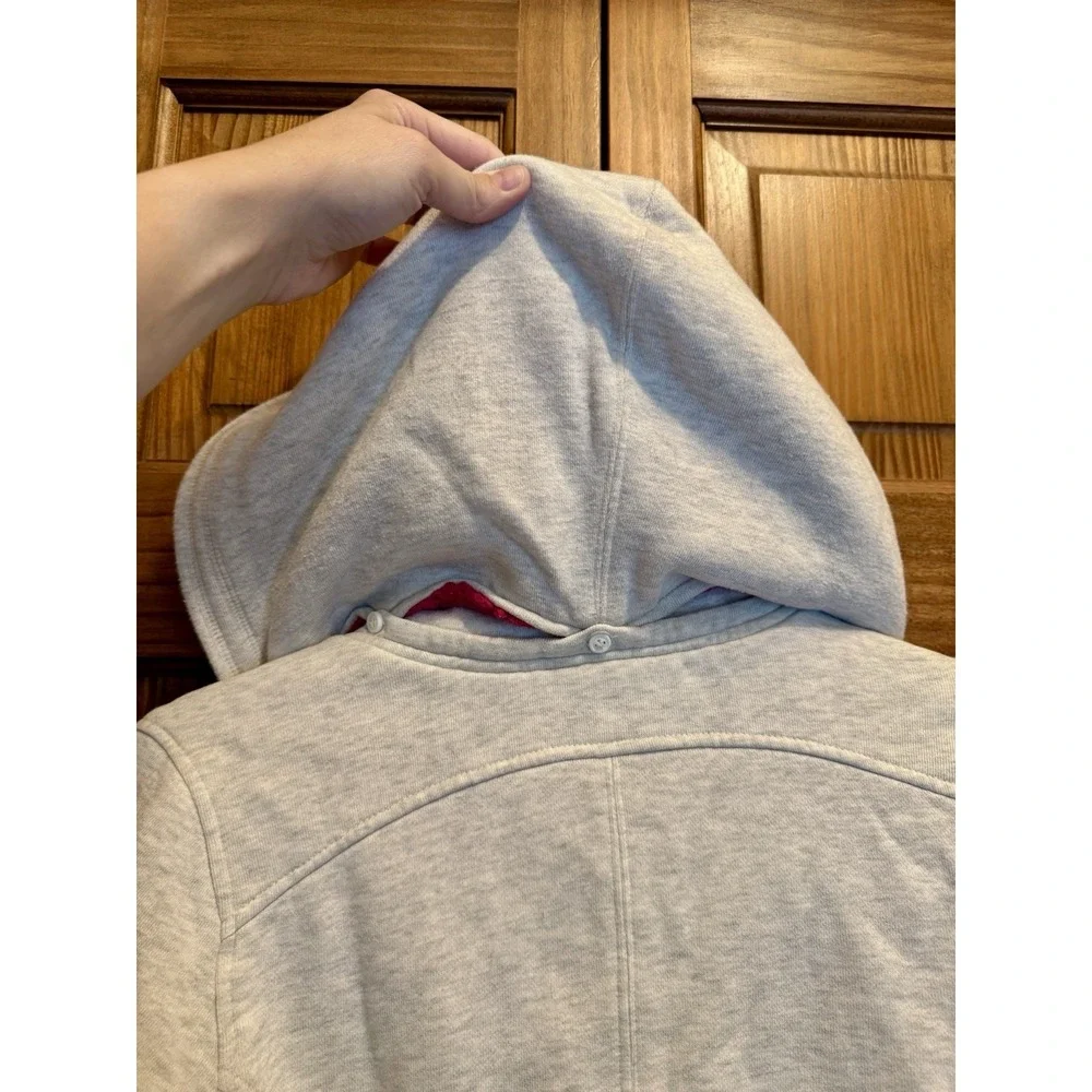 Hurley Girls XL Hoodie Jacket Fleece Lined‎ Gray Pink Removable Hood Comfy Warm